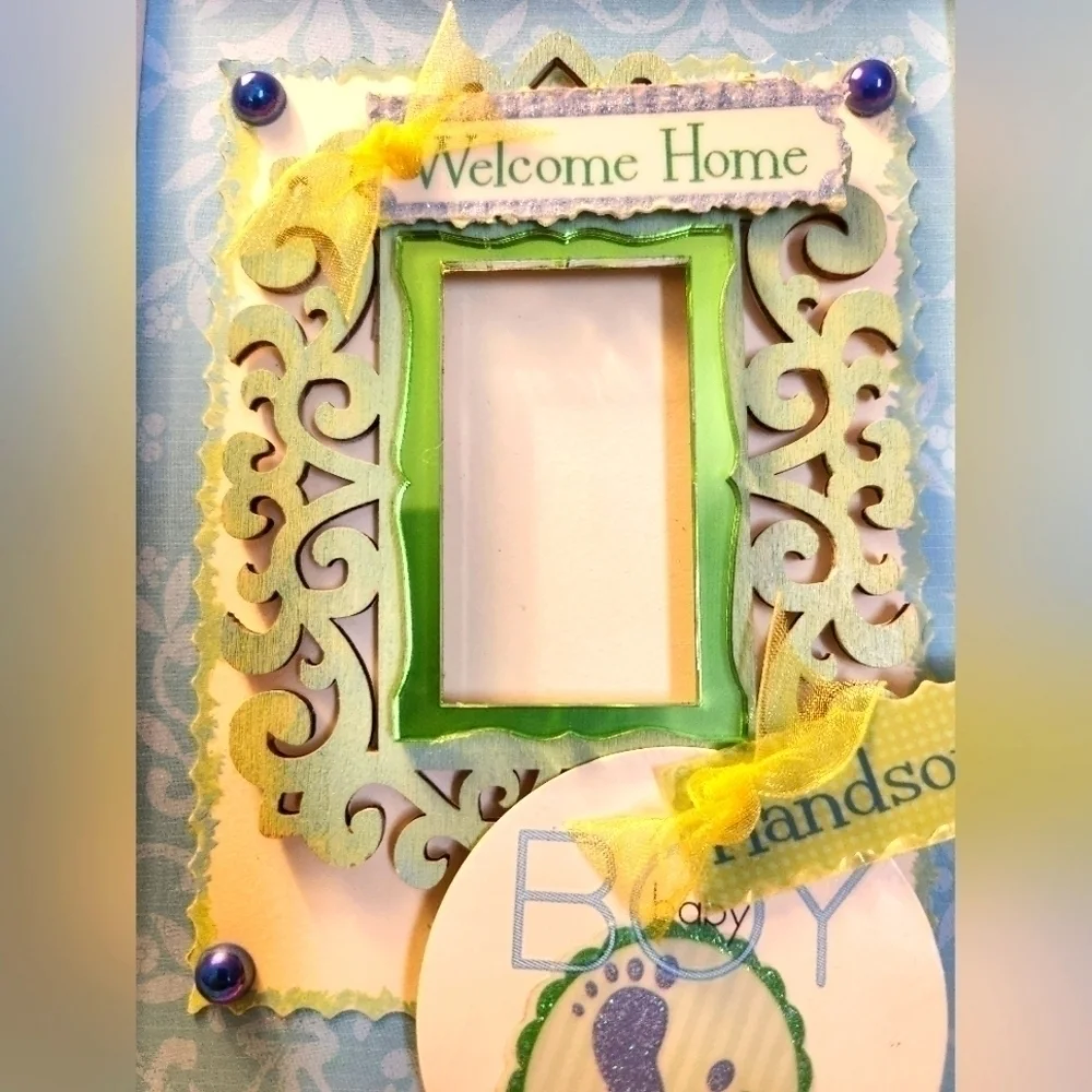 Handcrafted 3D Framed Design for Newborn Baby Boy, Hang or stand 5x7